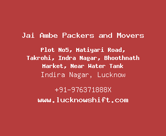 Jai Ambe Packers and Movers, Indira Nagar, Lucknow